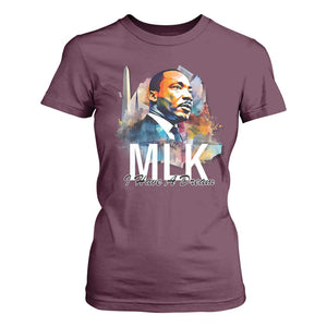 MLK I Have A Dream T Shirt For Women Martin Luther King Portrait Black History Month TS11 Maroon Print Your Wear