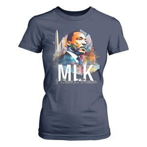 MLK I Have A Dream T Shirt For Women Martin Luther King Portrait Black History Month TS11 Navy Print Your Wear