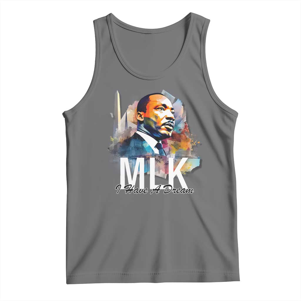 MLK I Have A Dream Tank Top Martin Luther King Portrait Black History Month TS11 Black Heather Print Your Wear