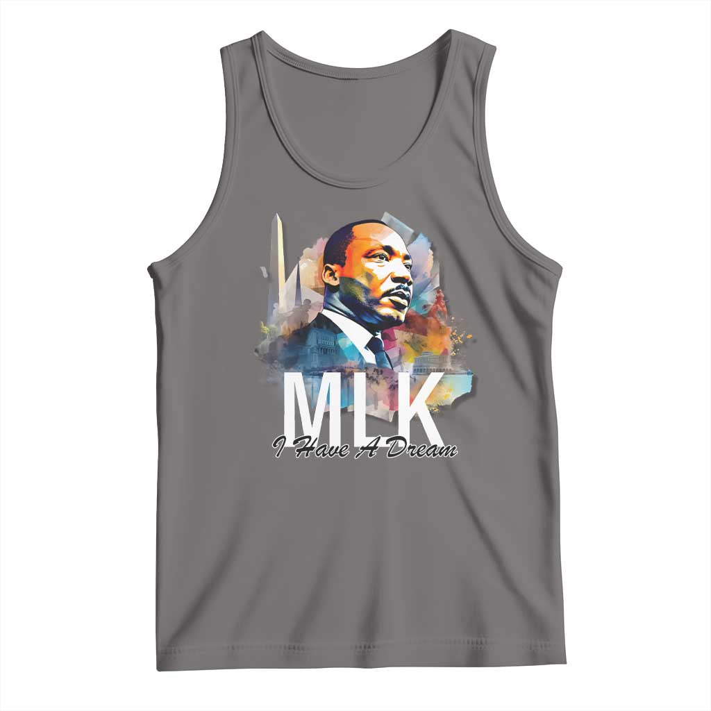 MLK I Have A Dream Tank Top Martin Luther King Portrait Black History Month TS11 Deep Heather Print Your Wear