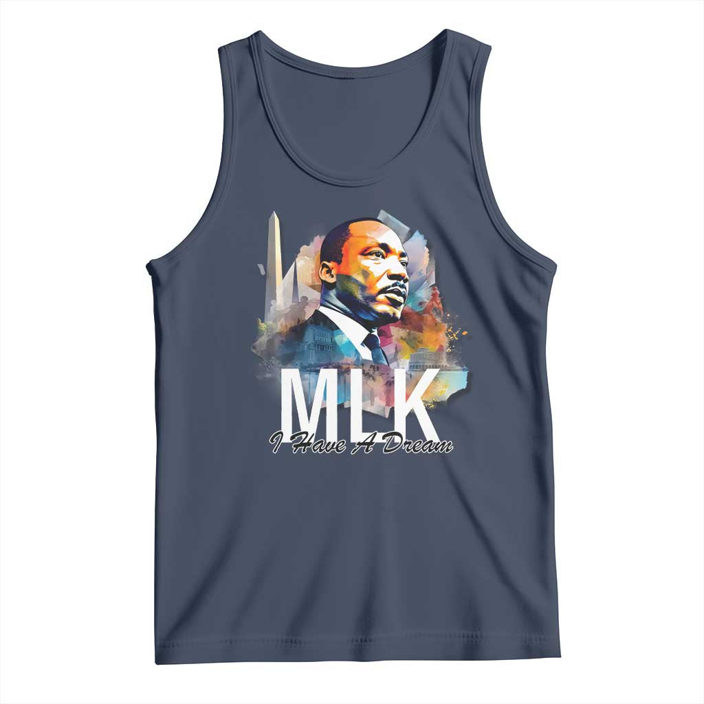 MLK I Have A Dream Tank Top Martin Luther King Portrait Black History Month TS11 Navy Print Your Wear