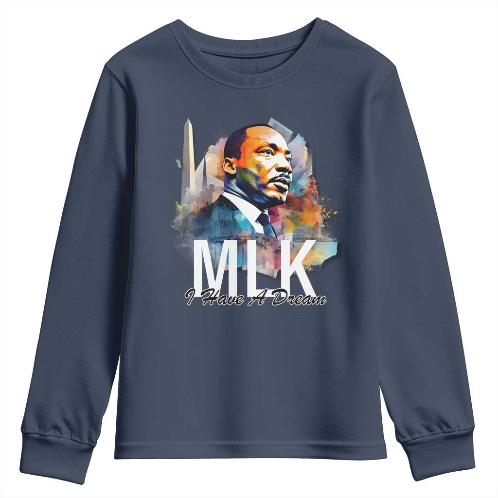 MLK I Have A Dream Youth Sweatshirt Martin Luther King Portrait Black History Month TS11 Navy Print Your Wear