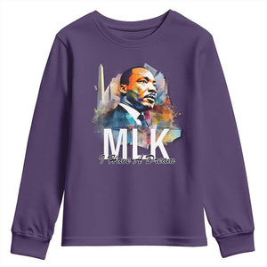 MLK I Have A Dream Youth Sweatshirt Martin Luther King Portrait Black History Month TS11 Purple Print Your Wear