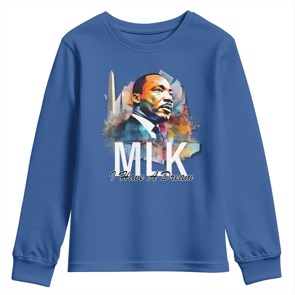 MLK I Have A Dream Youth Sweatshirt Martin Luther King Portrait Black History Month TS11 Royal Blue Print Your Wear
