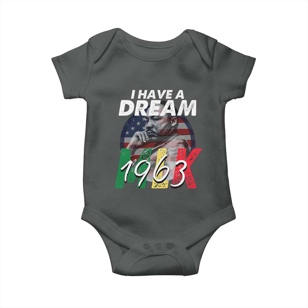 I Have A Dream Martin Luther King MLK 1963 Baby Onesie Black History Month TS11 Dark Heather Print Your Wear