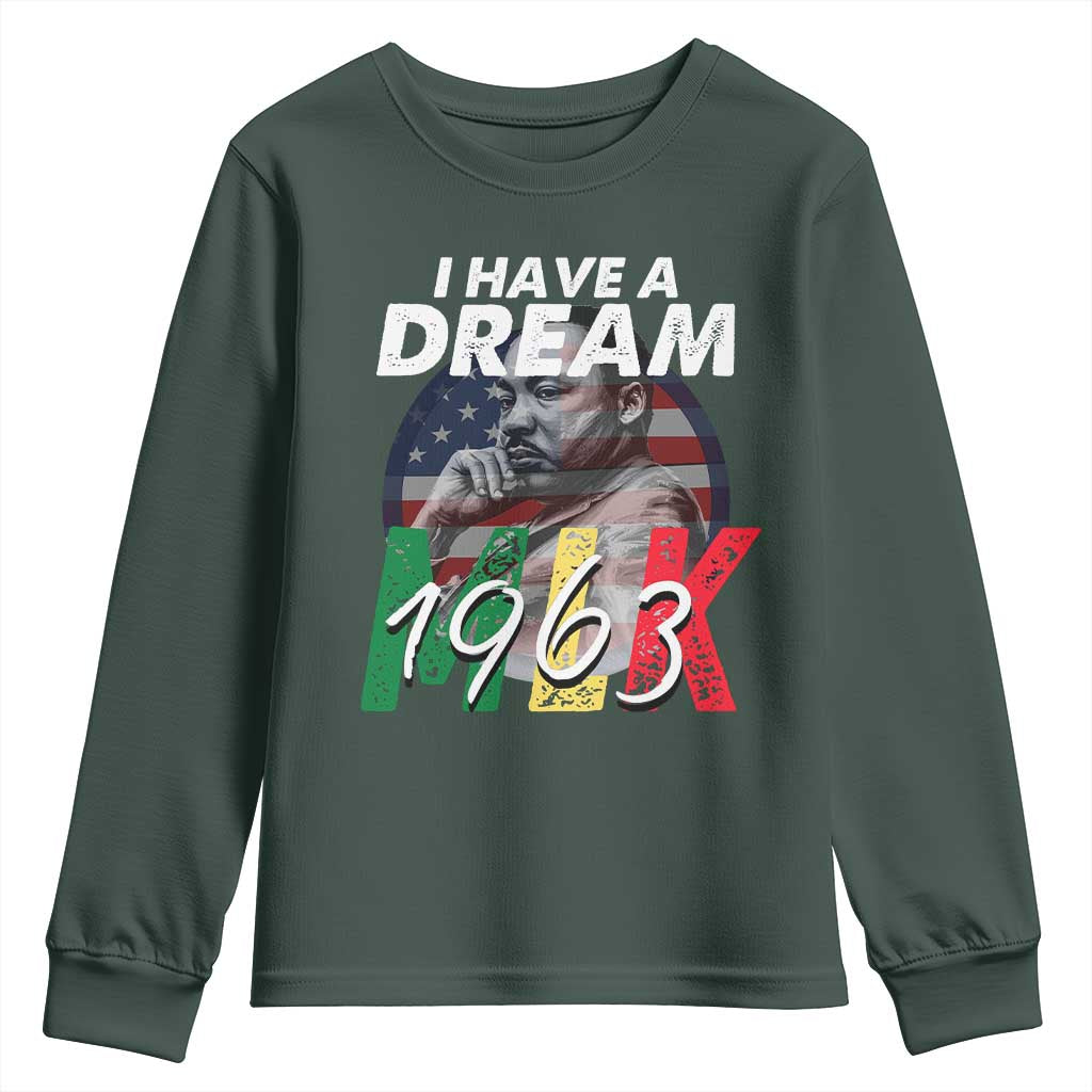 I Have A Dream Martin Luther King MLK 1963 Youth Sweatshirt Black History Month TS11 Dark Forest Green Print Your Wear