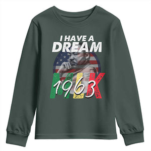 I Have A Dream Martin Luther King MLK 1963 Youth Sweatshirt Black History Month TS11 Dark Forest Green Print Your Wear