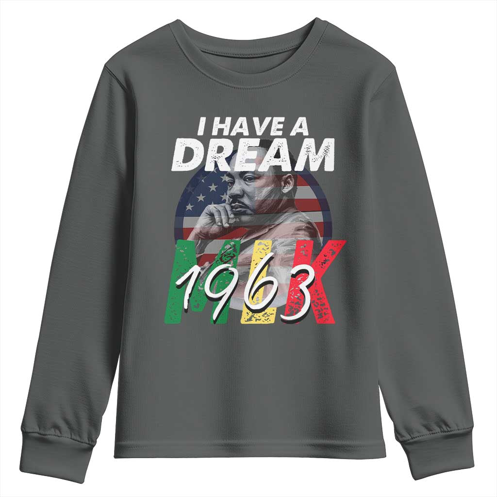 I Have A Dream Martin Luther King MLK 1963 Youth Sweatshirt Black History Month TS11 Dark Heather Print Your Wear