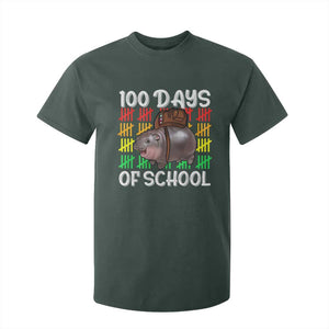 Funny Moo Deng 100 Days Of School T Shirt For Kid TS11 Dark Forest Green Print Your Wear