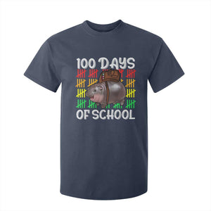 Funny Moo Deng 100 Days Of School T Shirt For Kid TS11 Navy Print Your Wear