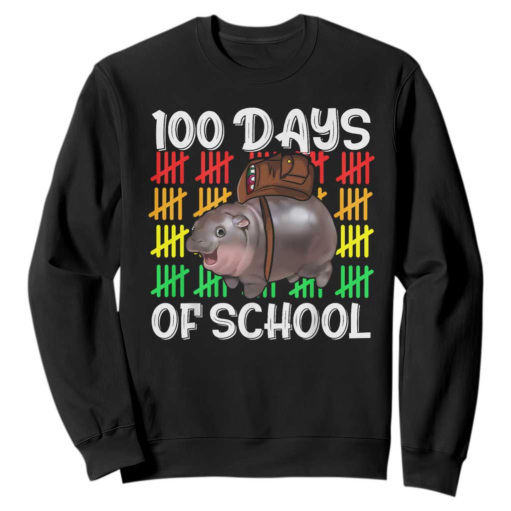 Funny Moo Deng 100 Days Of School Sweatshirt TS11 Black Print Your Wear