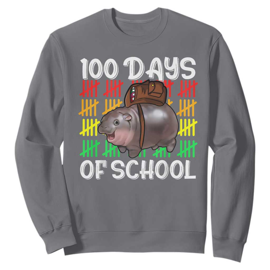 Funny Moo Deng 100 Days Of School Sweatshirt TS11 Charcoal Print Your Wear