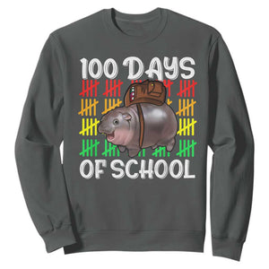 Funny Moo Deng 100 Days Of School Sweatshirt TS11 Dark Heather Print Your Wear