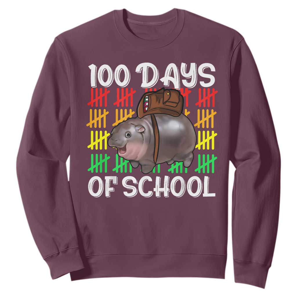 Funny Moo Deng 100 Days Of School Sweatshirt TS11 Maroon Print Your Wear