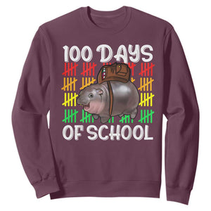 Funny Moo Deng 100 Days Of School Sweatshirt TS11 Maroon Print Your Wear