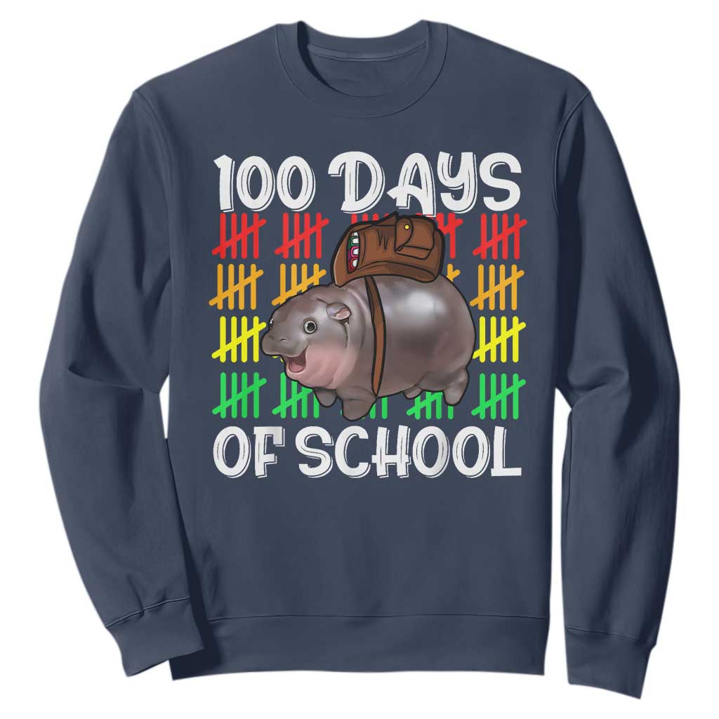 Funny Moo Deng 100 Days Of School Sweatshirt TS11 Navy Print Your Wear