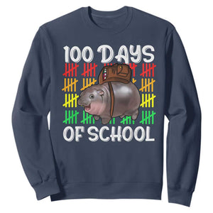 Funny Moo Deng 100 Days Of School Sweatshirt TS11 Navy Print Your Wear