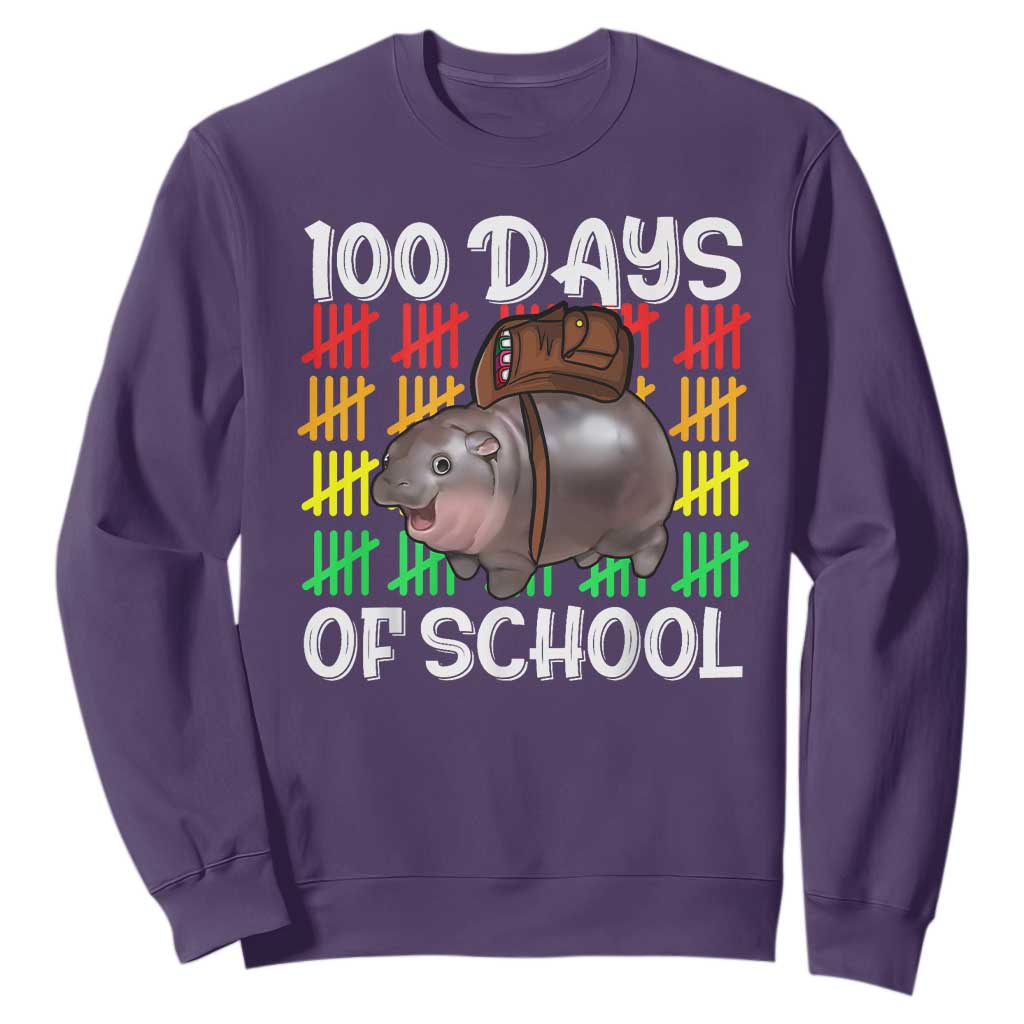 Funny Moo Deng 100 Days Of School Sweatshirt TS11 Purple Print Your Wear
