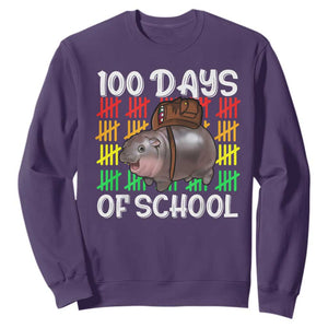 Funny Moo Deng 100 Days Of School Sweatshirt TS11 Purple Print Your Wear