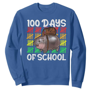 Funny Moo Deng 100 Days Of School Sweatshirt TS11 Royal Blue Print Your Wear