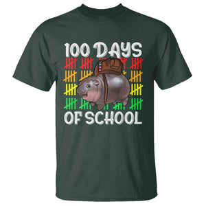 Funny Moo Deng 100 Days Of School T Shirt TS11 Dark Forest Green Print Your Wear