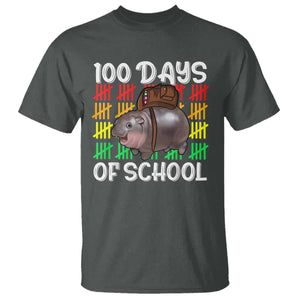 Funny Moo Deng 100 Days Of School T Shirt TS11 Dark Heather Print Your Wear