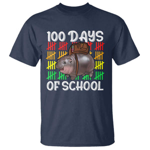 Funny Moo Deng 100 Days Of School T Shirt TS11 Navy Print Your Wear