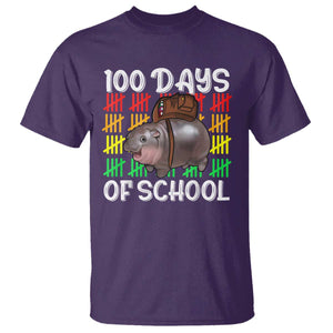 Funny Moo Deng 100 Days Of School T Shirt TS11 Purple Print Your Wear