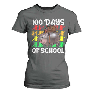 Funny Moo Deng 100 Days Of School T Shirt For Women TS11 Dark Heather Print Your Wear
