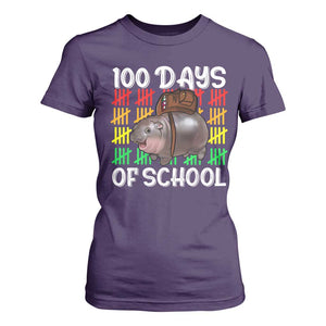 Funny Moo Deng 100 Days Of School T Shirt For Women TS11 Purple Print Your Wear
