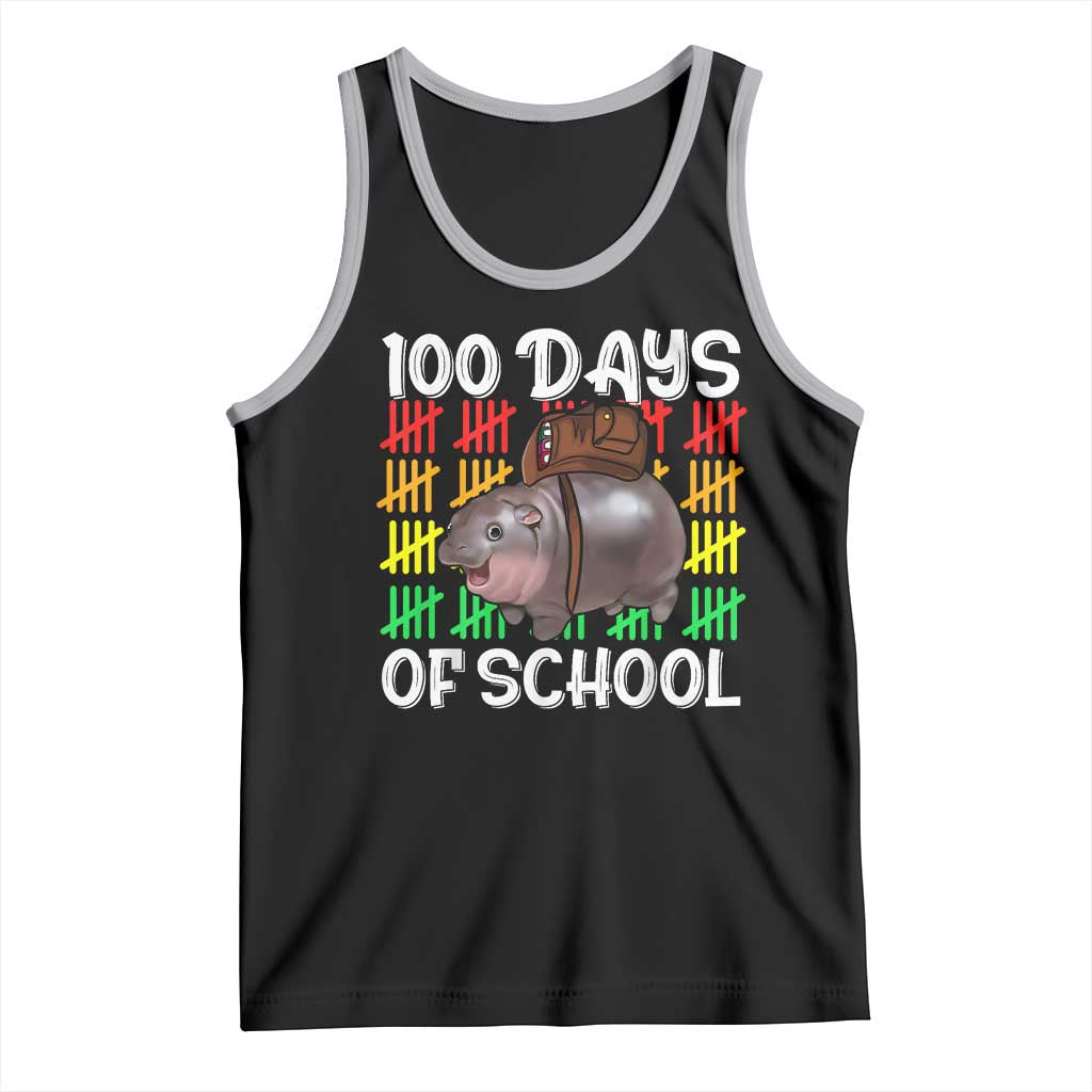 Funny Moo Deng 100 Days Of School Tank Top TS11 Black Athletic Heather Print Your Wear