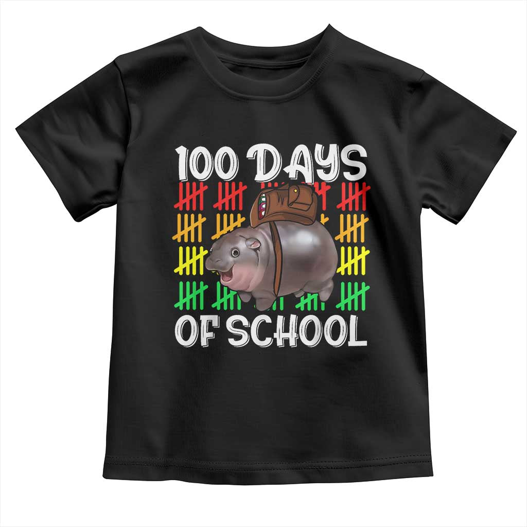 Funny Moo Deng 100 Days Of School Toddler T Shirt TS11 Black Print Your Wear