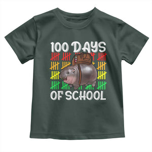 Funny Moo Deng 100 Days Of School Toddler T Shirt TS11 Dark Forest Green Print Your Wear