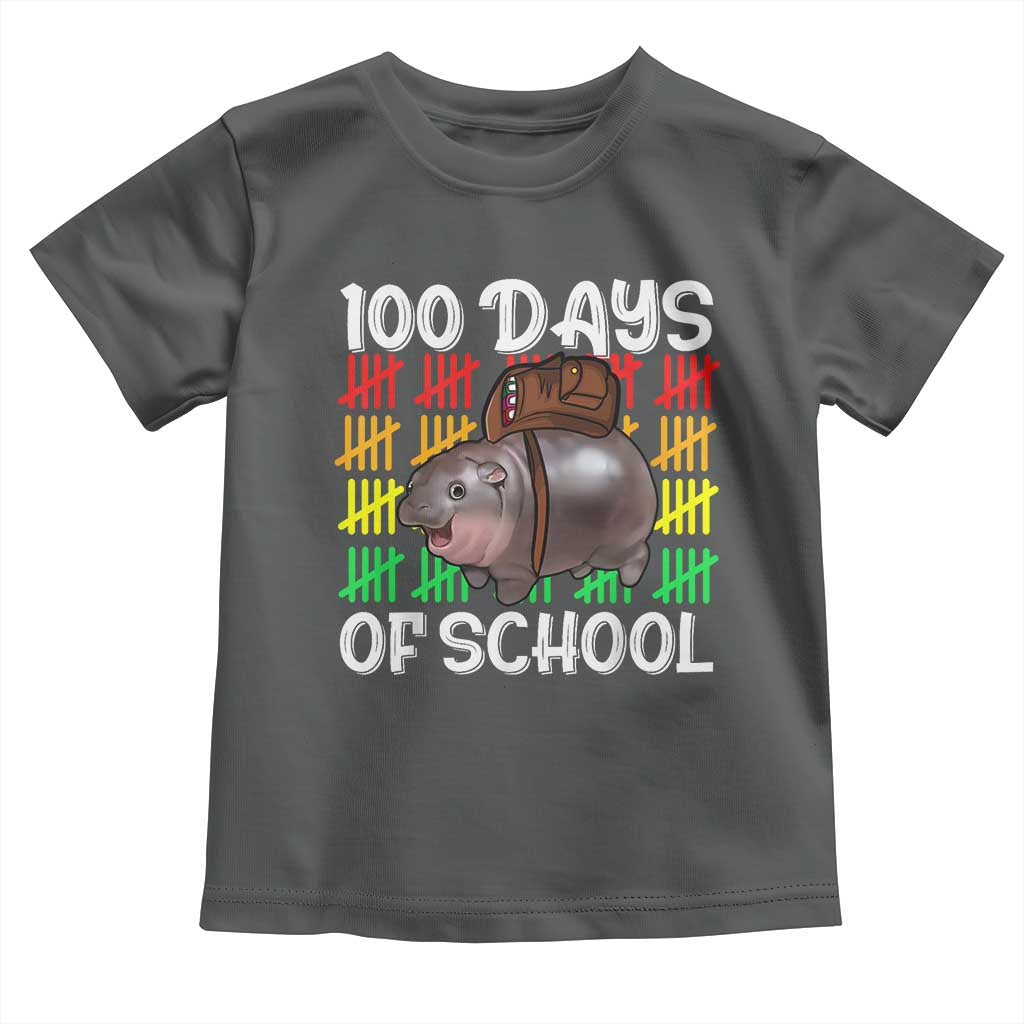 Funny Moo Deng 100 Days Of School Toddler T Shirt TS11 Dark Heather Print Your Wear