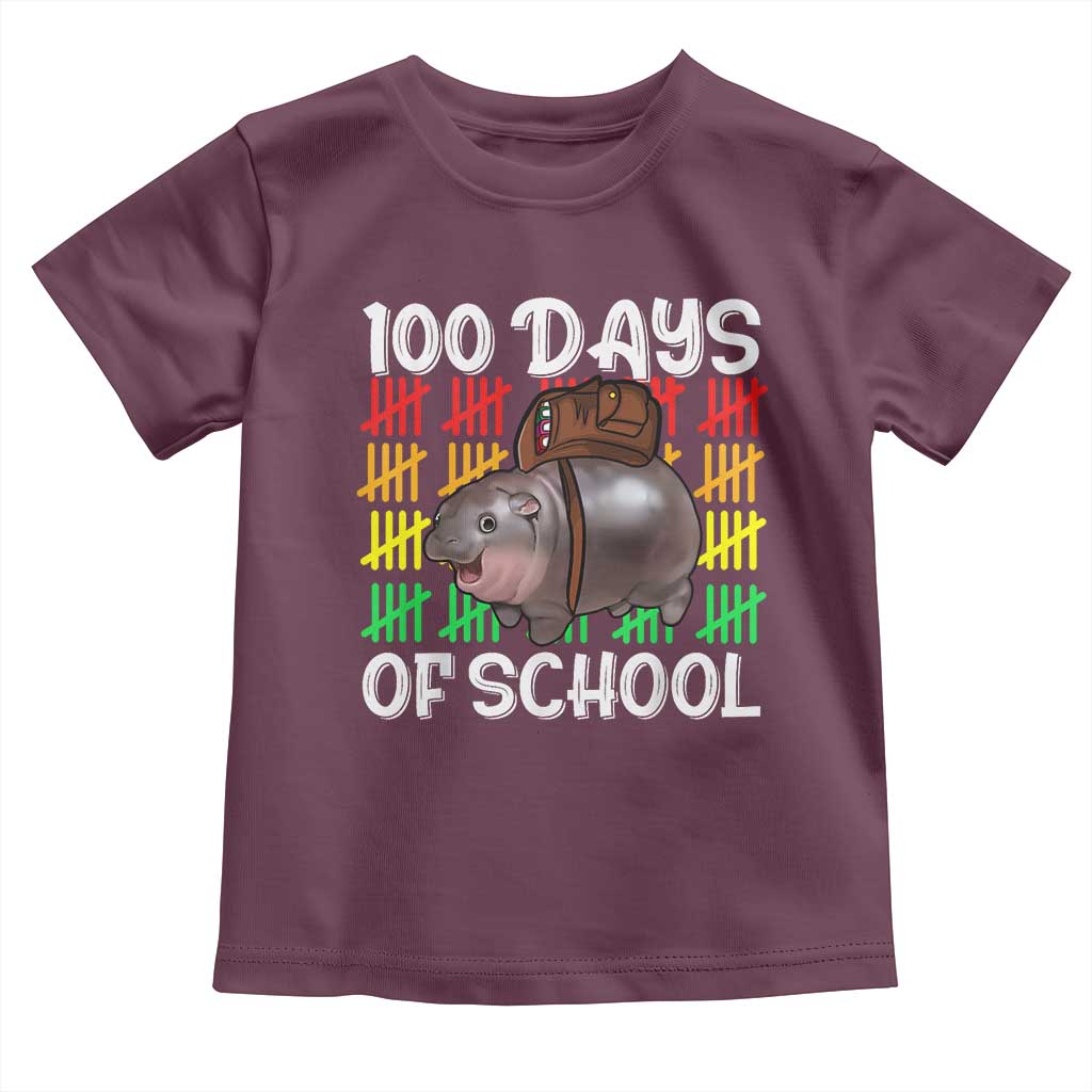 Funny Moo Deng 100 Days Of School Toddler T Shirt TS11 Maroon Print Your Wear