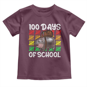 Funny Moo Deng 100 Days Of School Toddler T Shirt TS11 Maroon Print Your Wear