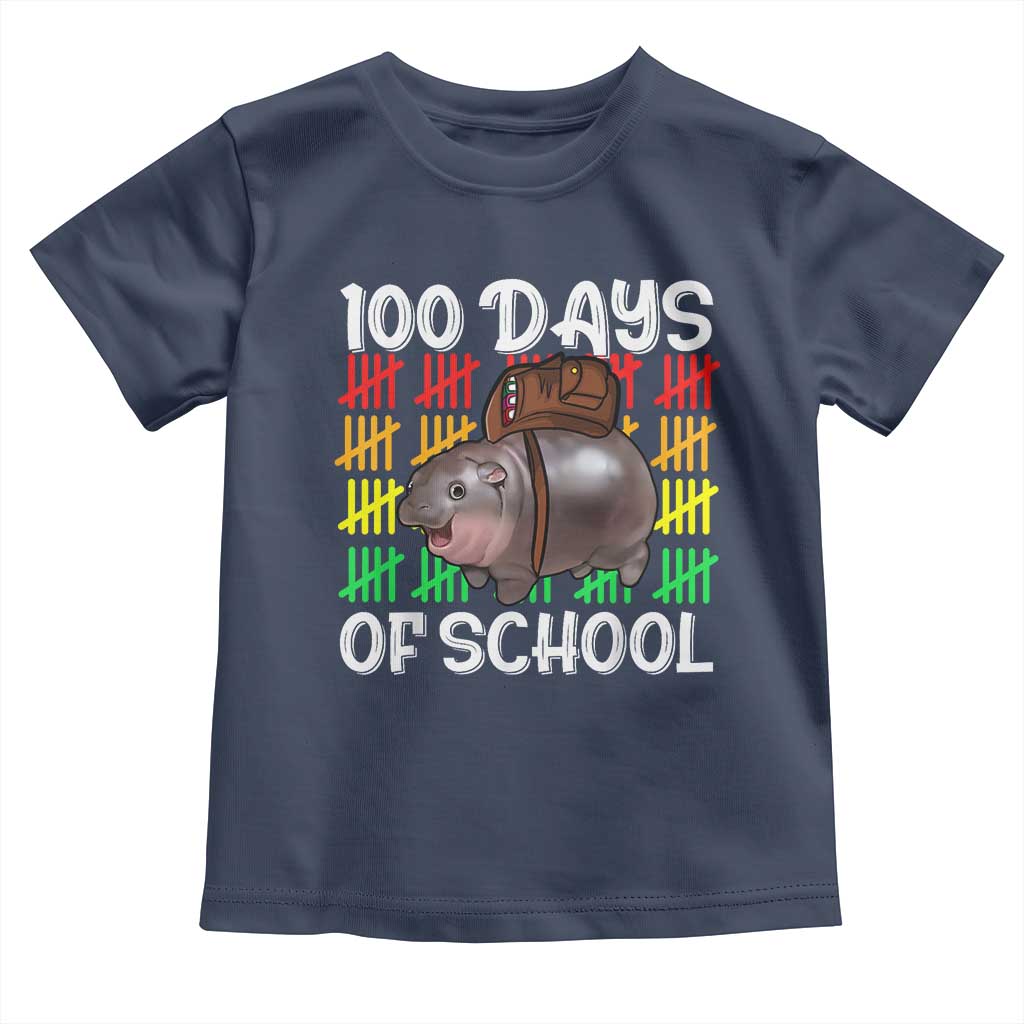 Funny Moo Deng 100 Days Of School Toddler T Shirt TS11 Navy Print Your Wear