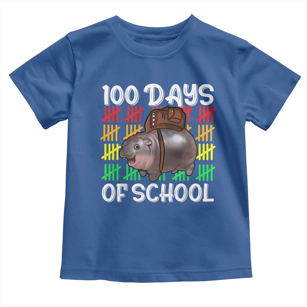 Funny Moo Deng 100 Days Of School Toddler T Shirt TS11 Royal Blue Print Your Wear