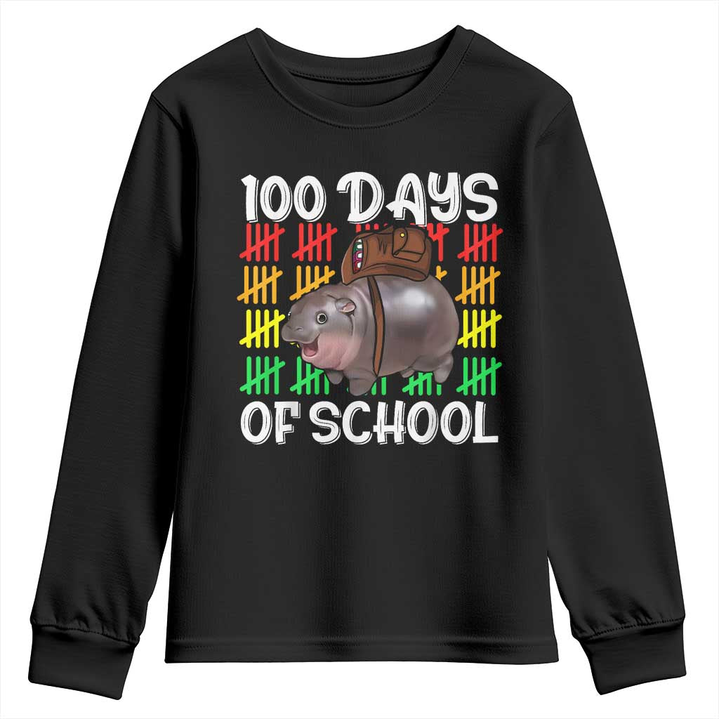 Funny Moo Deng 100 Days Of School Youth Sweatshirt TS11 Black Print Your Wear