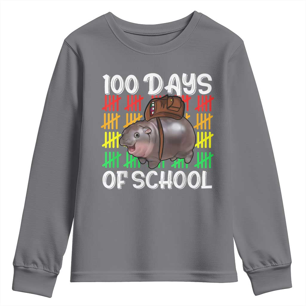 Funny Moo Deng 100 Days Of School Youth Sweatshirt TS11 Charcoal Print Your Wear