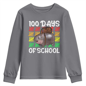 Funny Moo Deng 100 Days Of School Youth Sweatshirt TS11 Charcoal Print Your Wear