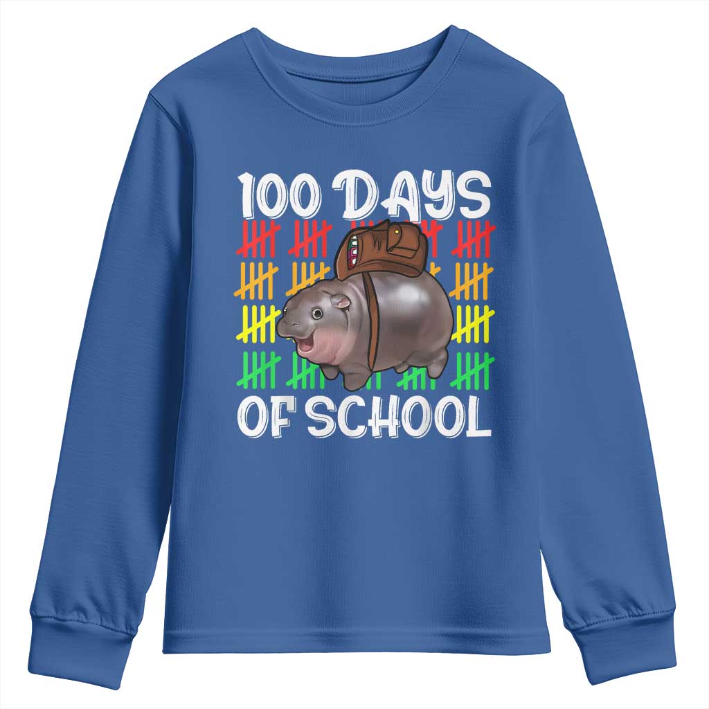 Funny Moo Deng 100 Days Of School Youth Sweatshirt TS11 Royal Blue Print Your Wear