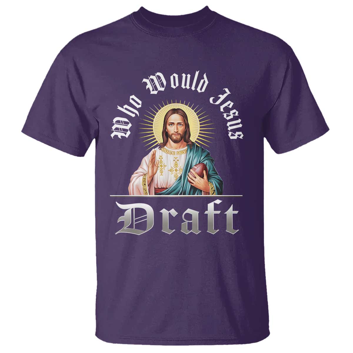 Funny Jesus Fantasy Football T Shirt Who Would Jesus Draft TS11 Purple Print Your Wear