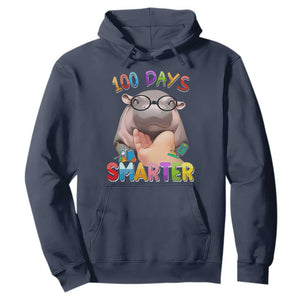 Funny Moo Deng 100 Days Smarter Hoodie Teachers Students 100th Day Of School TS11 Navy Print Your Wear
