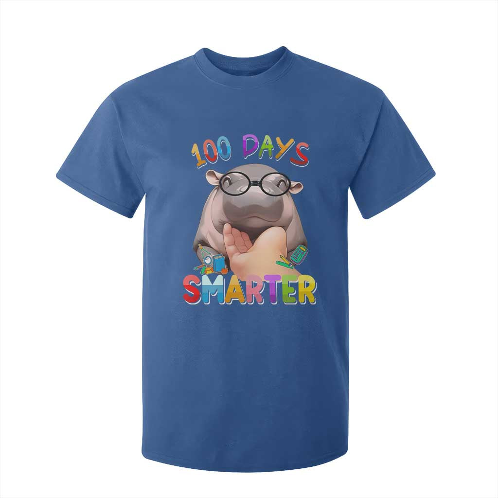 Funny Moo Deng 100 Days Smarter T Shirt For Kid Teachers Students 100th Day Of School TS11 Royal Blue Print Your Wear