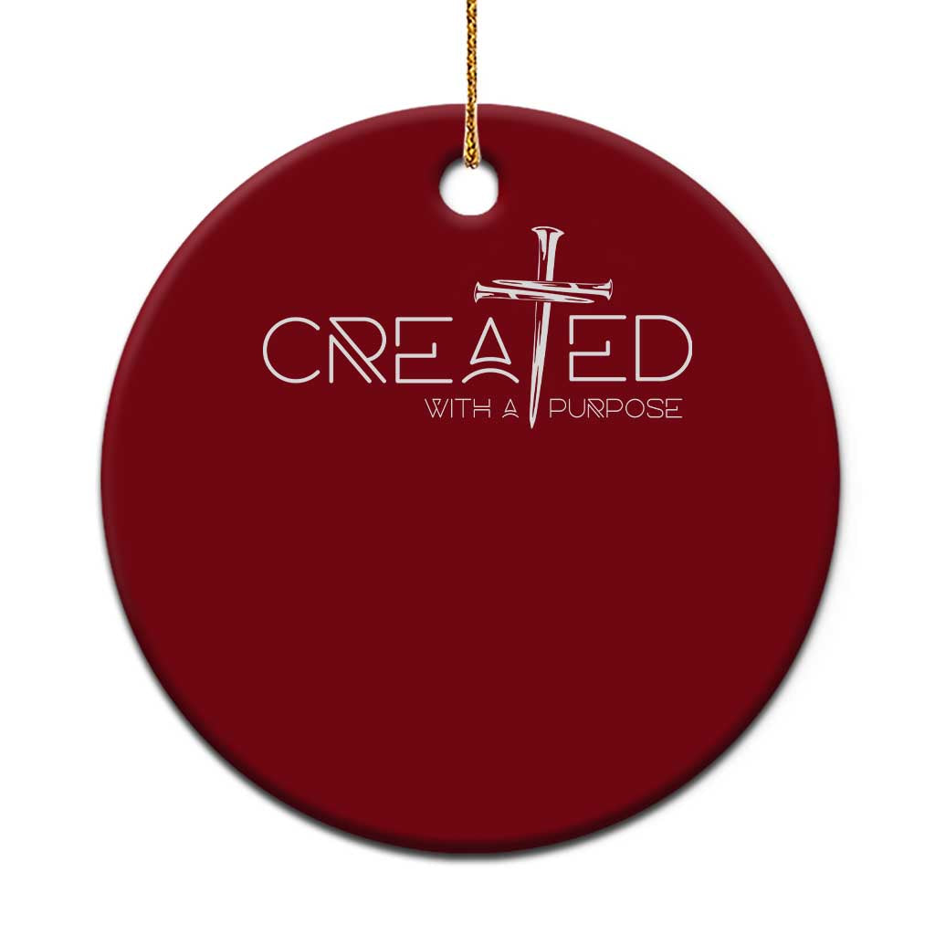 Created With A Purpose Ceramic Ornament Christian Faith Cross TS11 1pc Red Print Your Wear