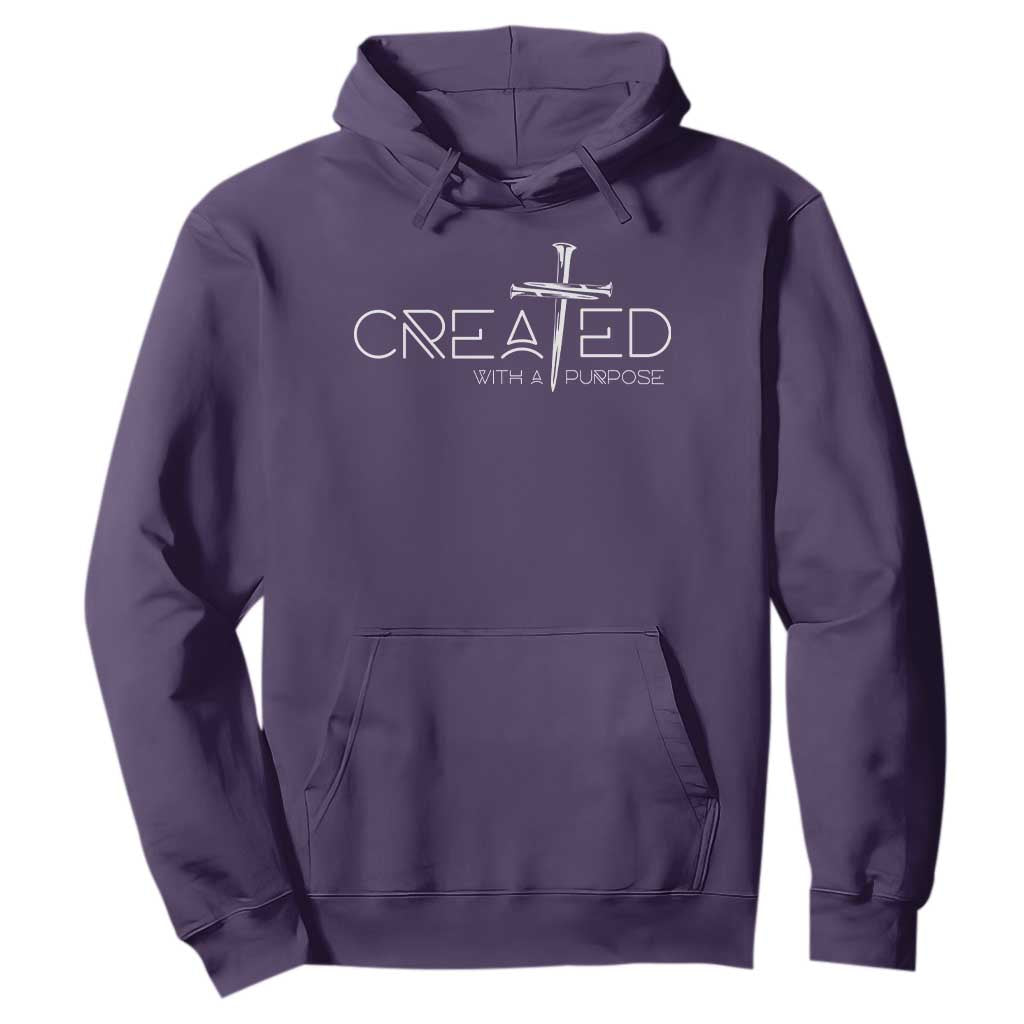 Created With A Purpose Hoodie Christian Faith Cross TS11 Purple Print Your Wear