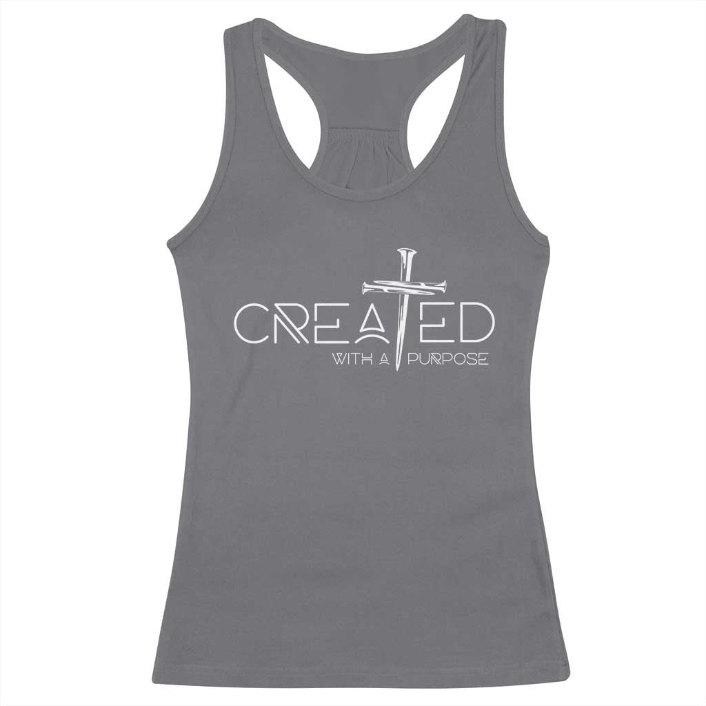 Created With A Purpose Racerback Tank Top Christian Faith Cross TS11 Charcoal Print Your Wear