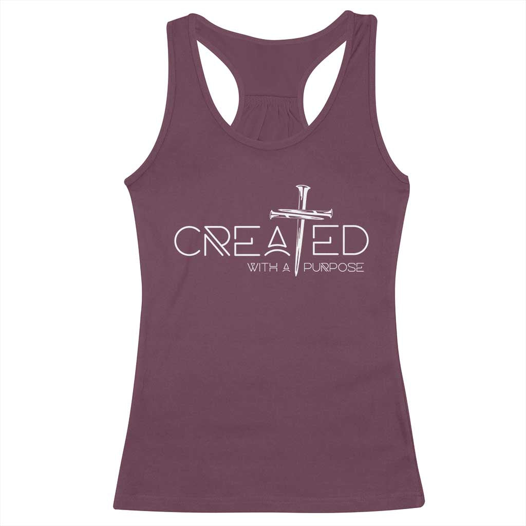 Created With A Purpose Racerback Tank Top Christian Faith Cross TS11 Maroon Print Your Wear