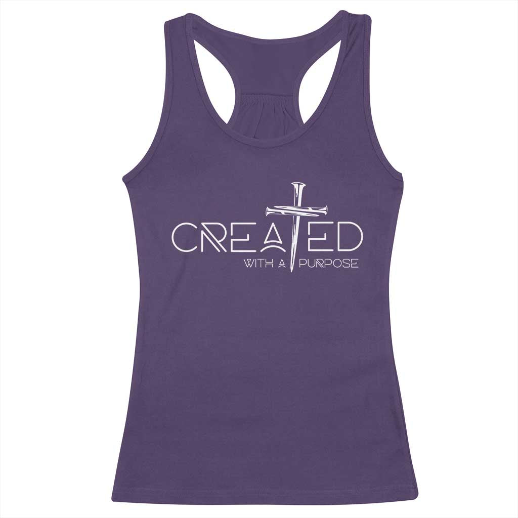 Created With A Purpose Racerback Tank Top Christian Faith Cross TS11 Purple Print Your Wear
